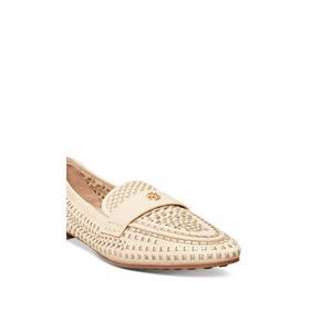 NWT TORY BURCH Womens Beige Ballet Flat Top Line  Leather Loafers Shoes 6 M